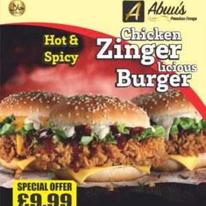 ABUU'S HOT & SPICY CHICKEN ZINGER BURGER 750G X 10PKTS