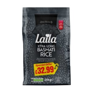 LAILA XTRA LONG GRAIN BASMATI RICE 20KG £32.99