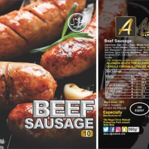 Abuu's Beef Sausages 10 x 15pkts