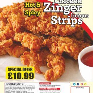 ABUU'S HOT & SPICY CHICKEN ZINGER STRIPS 750G X 10 PKTS